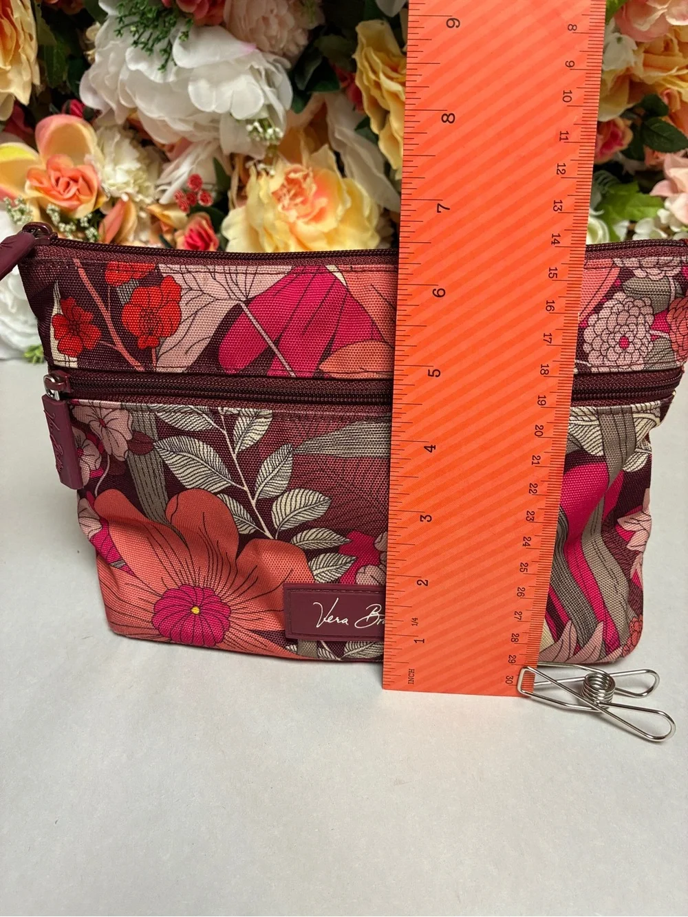 Vera Bradley Lighten Up Bohemian Blooms Cosmetic Case Red Pink Floral Retired